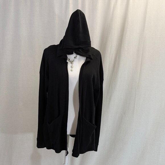 Splendid Size Small Open Black Hooded Cardigan - Picture 1 of 14